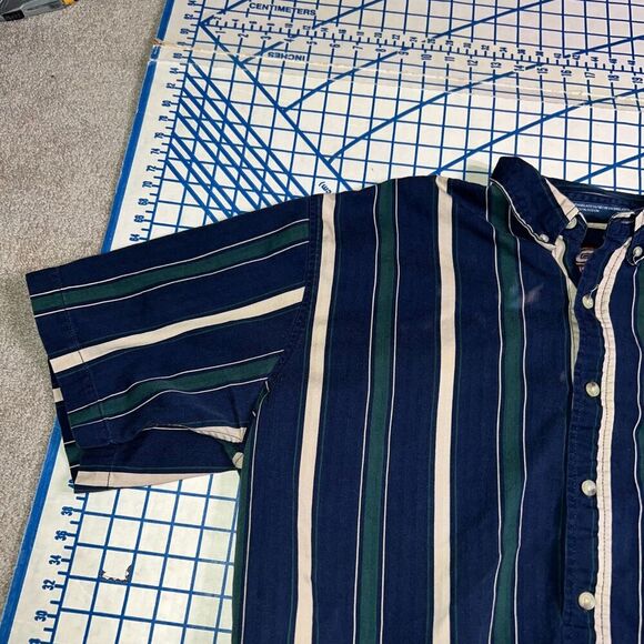Vtg Men’s 90’s Coliseum Striped Button Down Shirt Size XL 100% Cotton Blue Green - Picture 5 of 11